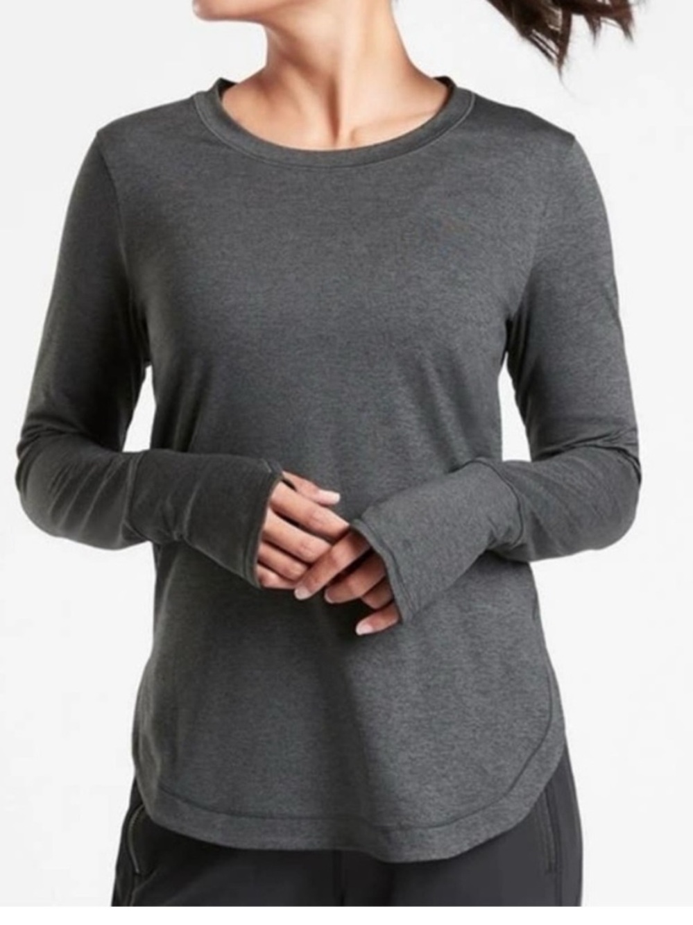 Athleta Uptempo Long Sleeve Crew Top in Charcoal